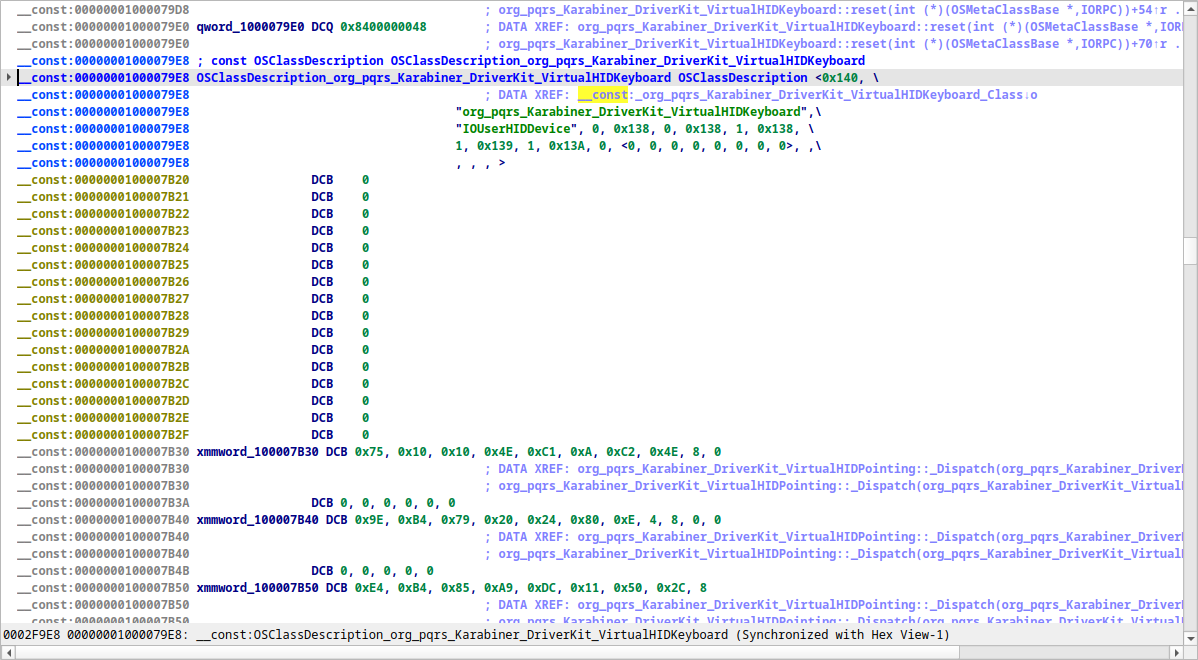 Class record after IDA 9.5: a typed structure with name, parent class and sizes