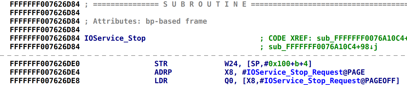 Kernel proxy without a symbol, named IOService_Stop