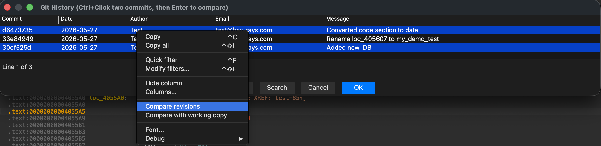 IDA_Teams_Git_compare_revisions