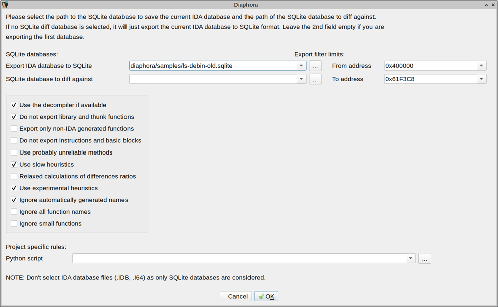 Diaphora's GUI