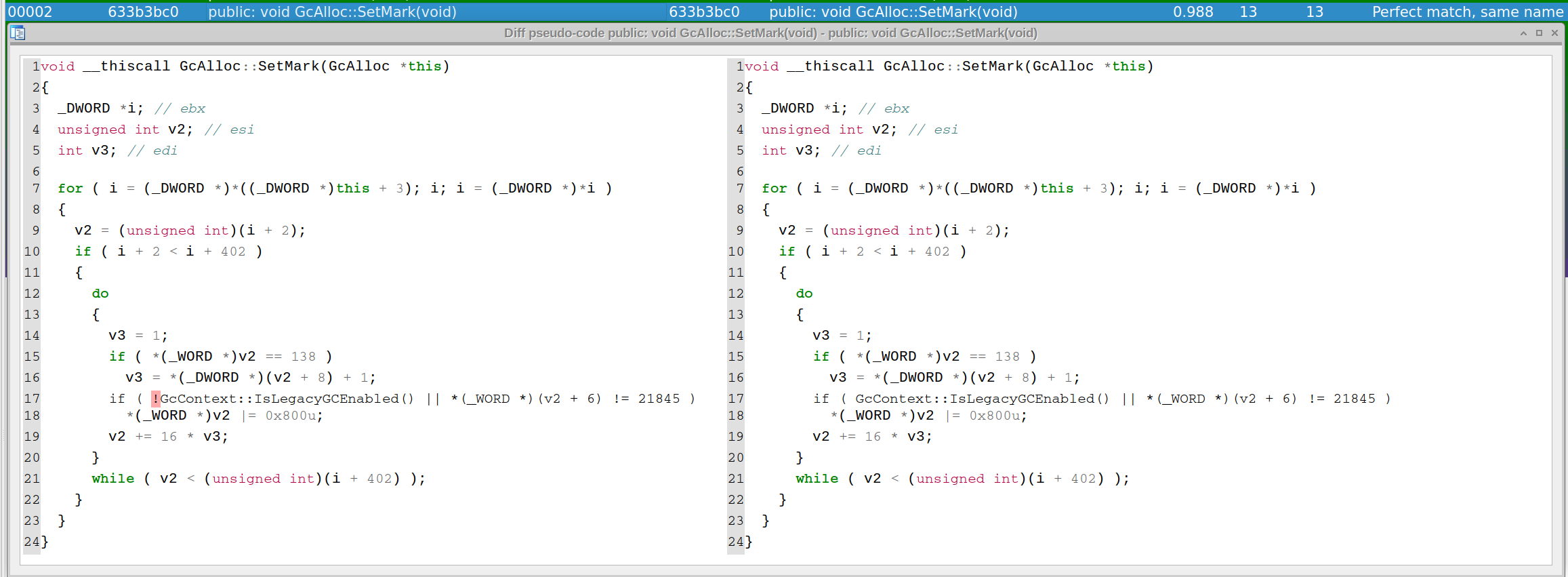 Diffing `GcAlloc::SetMark`