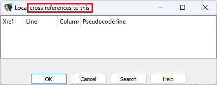 Empty list of "Local cross references to this"