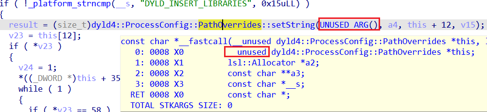   if ( !_platform_strncmp(__s, "DYLD_INSERT_LIBRARIES", 0x15uLL) )
  {
    result = (size_t)dyld4::ProcessConfig::PathOverrides::setString(UNUSED_ARG(), a4, this + 12, v15);
    v23 = this[12];
