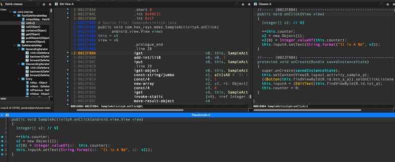 The class view on a multidex sample app