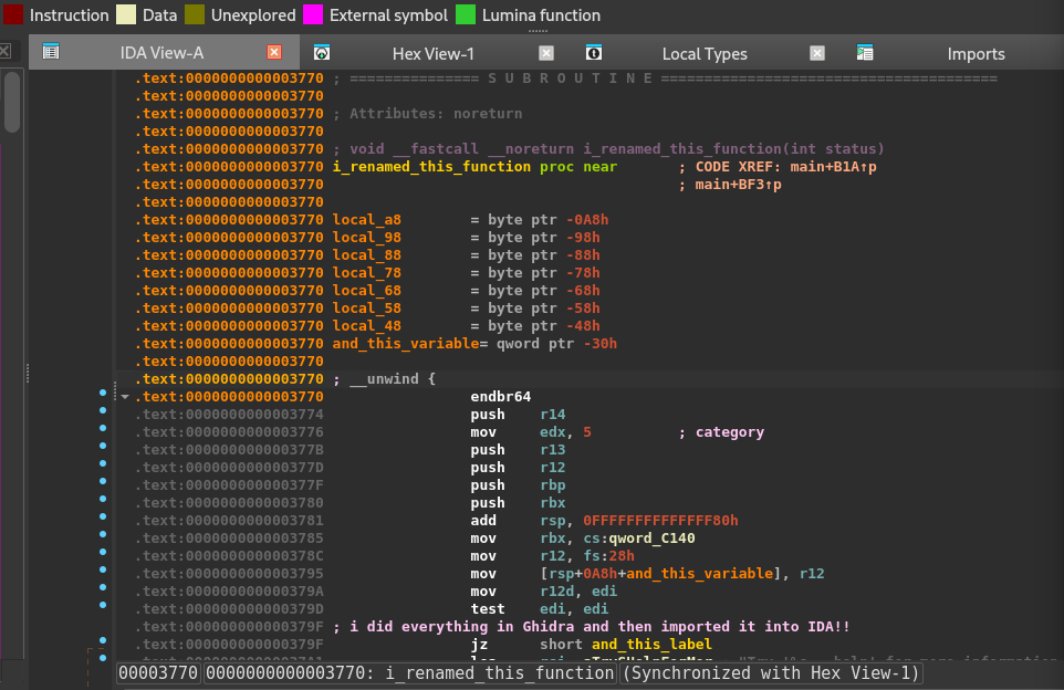 dbimporter - ida screenshot