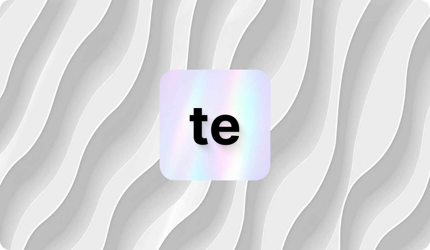 Abstract wavy grey background with an iridescent tile containing ‘te’. The accompanying text promotes IDA add-ons for enhanced workflow, mentioning the ‘Teams’ add-on for collaboration.