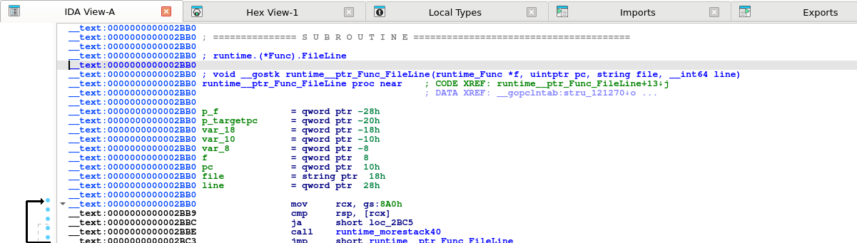 Go symbols in IDA 9.4