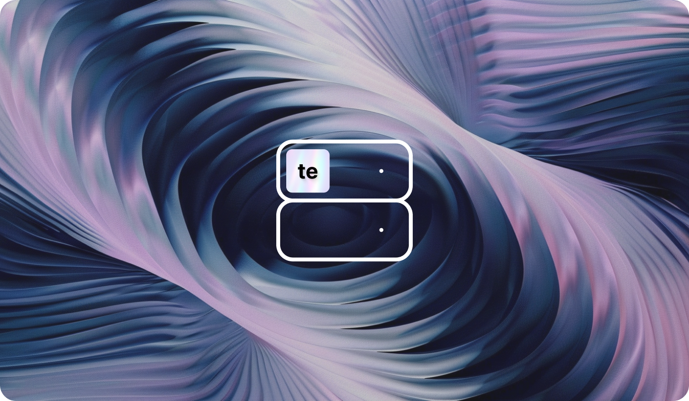 Abstract swirling pattern in shades of blue and purple with an icon of a server stack and ‘te’ on the top tile. The accompanying text explains that Teams is an add-on for IDA Pro, expanding its functionality with collaborative features. It highlights that the Teams server stores all files and tracks modifications, serving as the central point for sharing progress across projects.