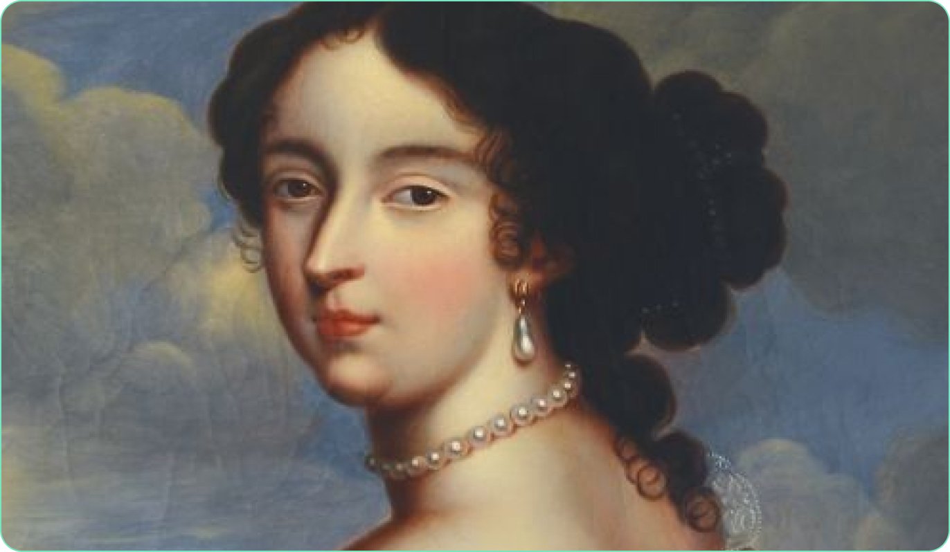 Portrait of a woman with dark hair in an updo, wearing a pearl necklace and earrings, set against a cloudy background. This image represents the passionate team behind IDA, as mentioned in the accompanying text.