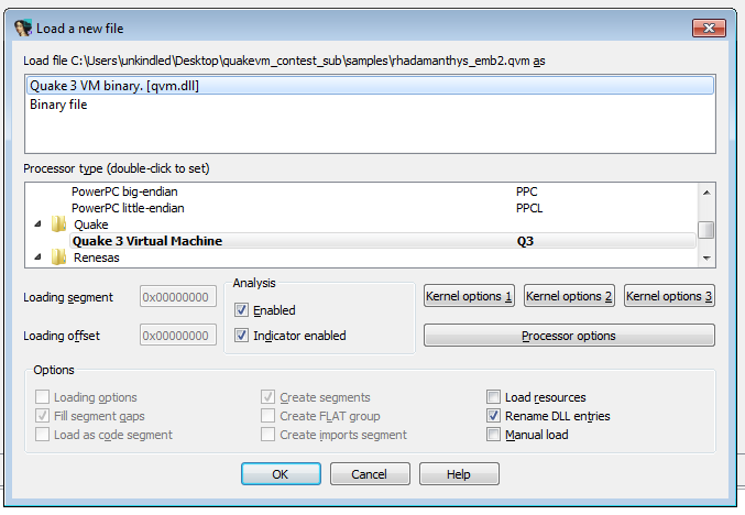 Loading a new QVM file.