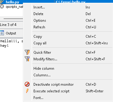 Context menu