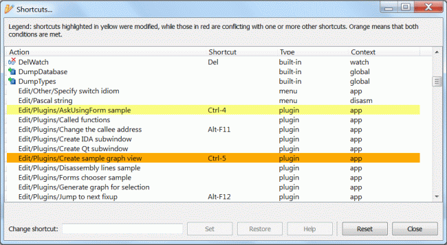 Shortcut editor