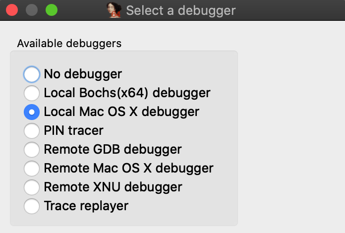 choose mac debugger